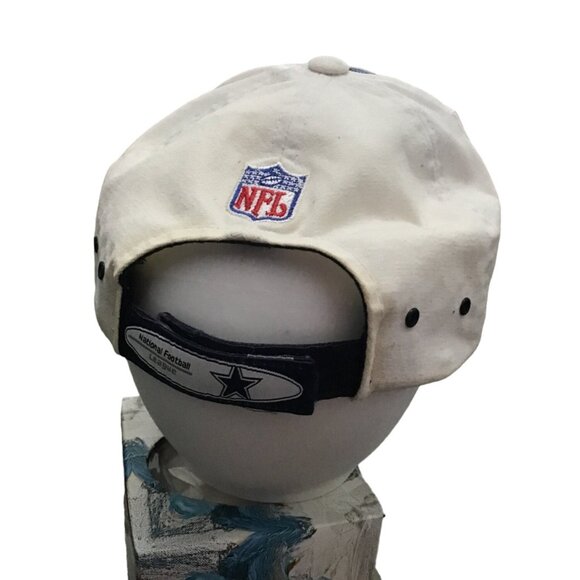 DALLAS COWBOYS MENS WHITE/NAVY 100% COTTON SNAP BACK HAT - Picture 4 of 7
